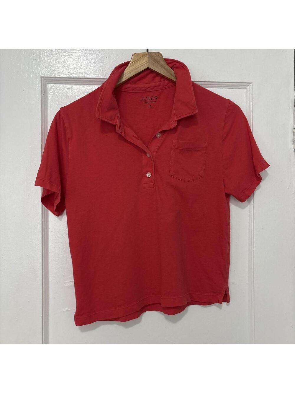 J.Crew Men's Red and Orange Polo-shirt